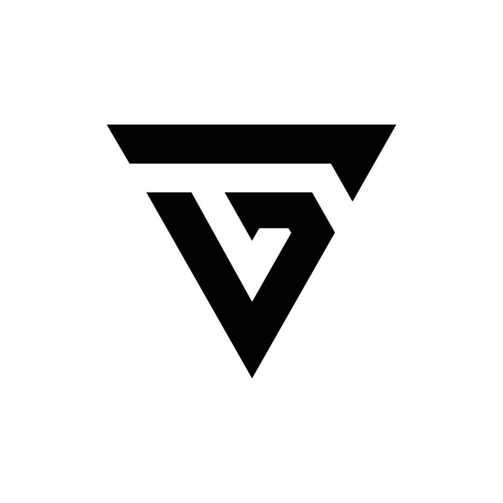 Letter Gv or Vg modern triangle typography logo branding vector