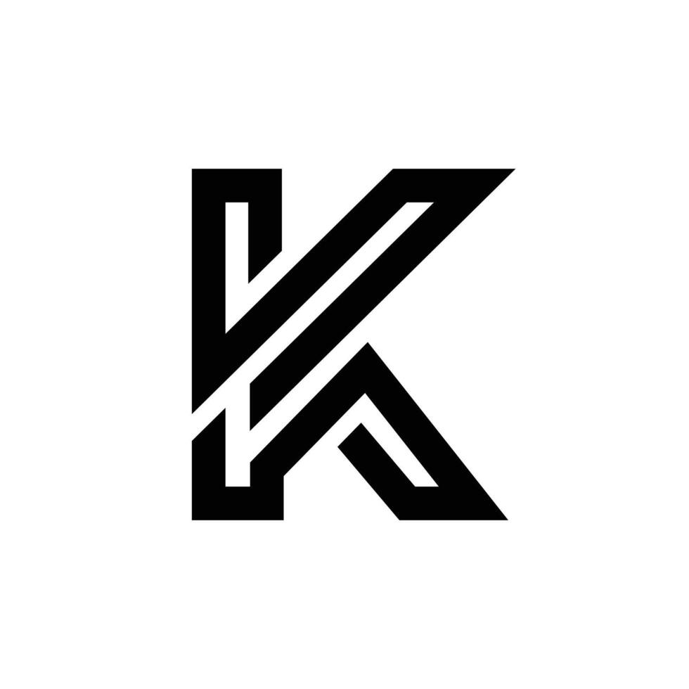 Letter K line art creative new unique shape typography logo vector