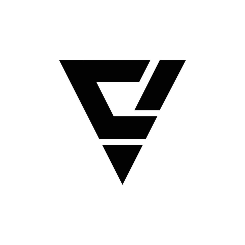 Letter Cv unique triangle shape modern monogram logo vector