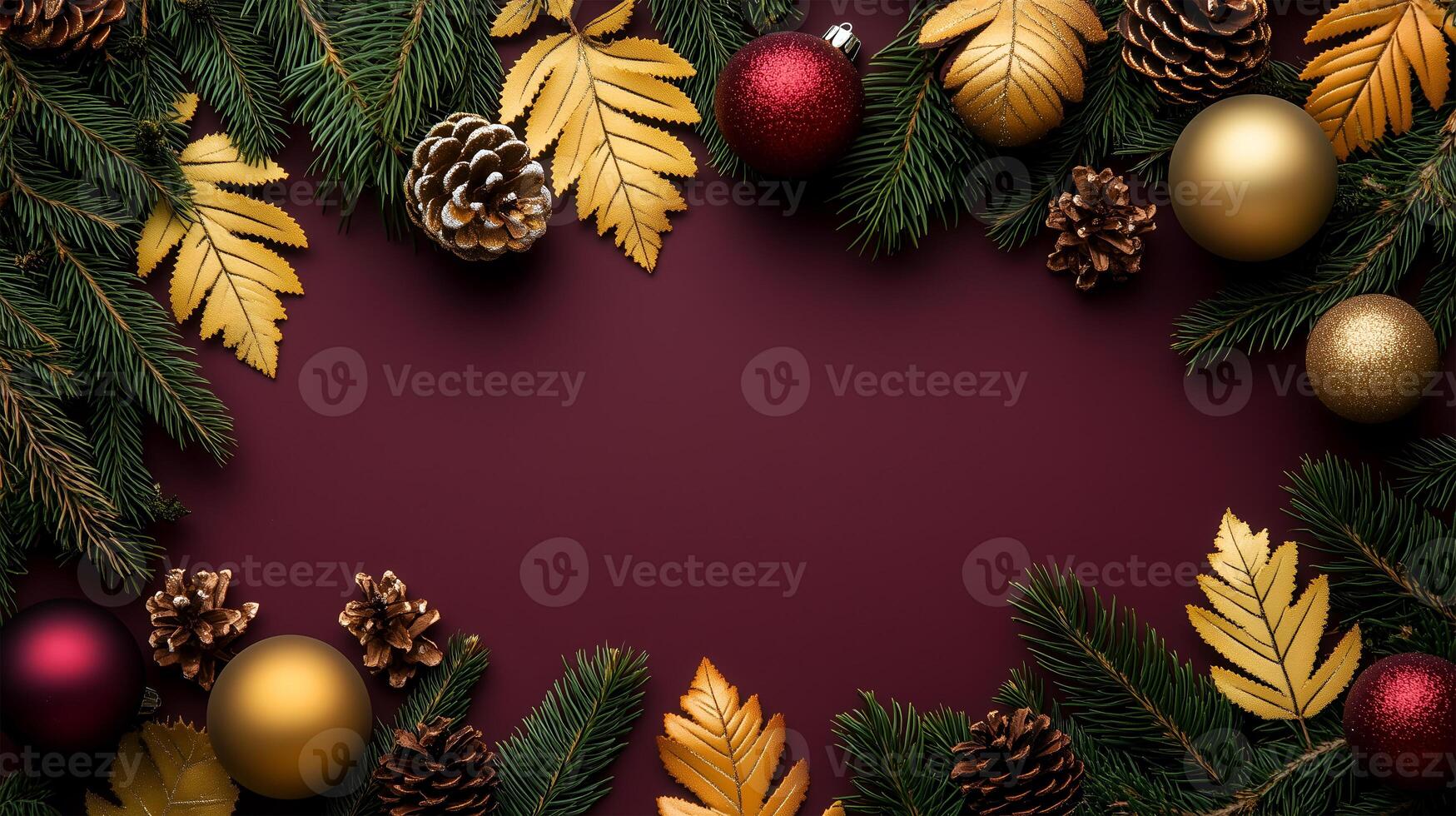 Elegant Christmas background with festive embellishments and ample space for greetings photo
