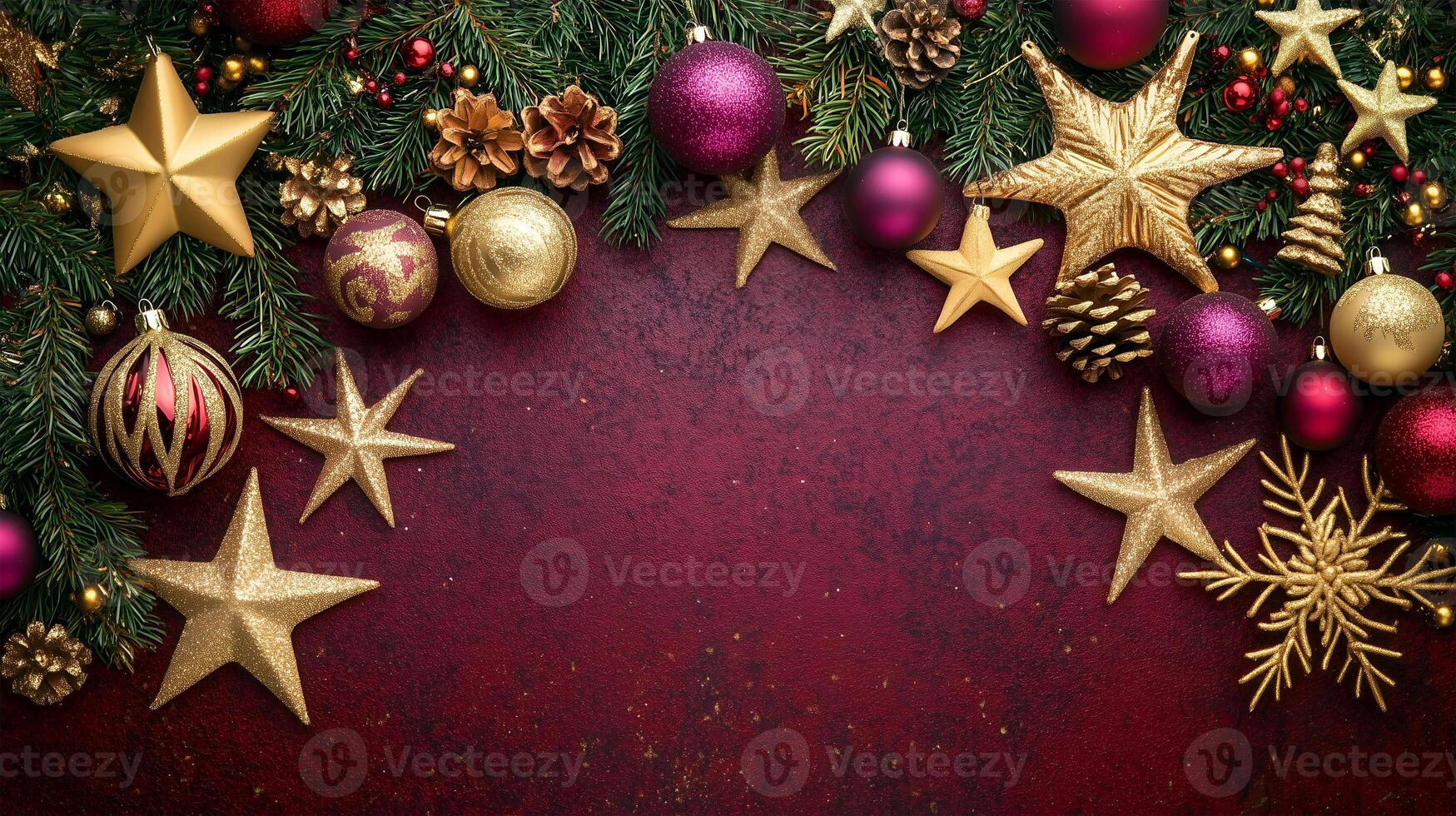 Festive Christmas background with ornaments and decorations for text placement photo