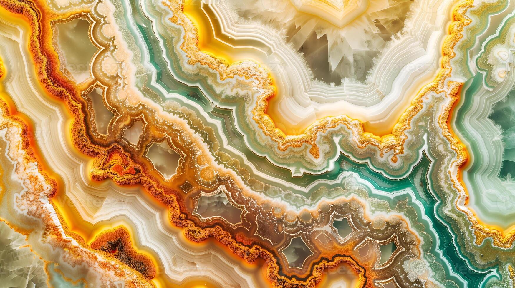 Jasper stone texture features vibrant swirls of orange, yellow, and teal against a natural backdrop photo
