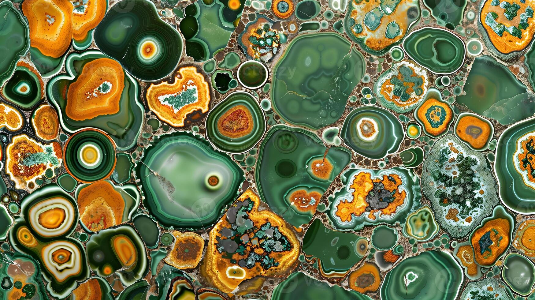 Colorful jasper stone texture background featuring rich green and earthy orange patterns photo