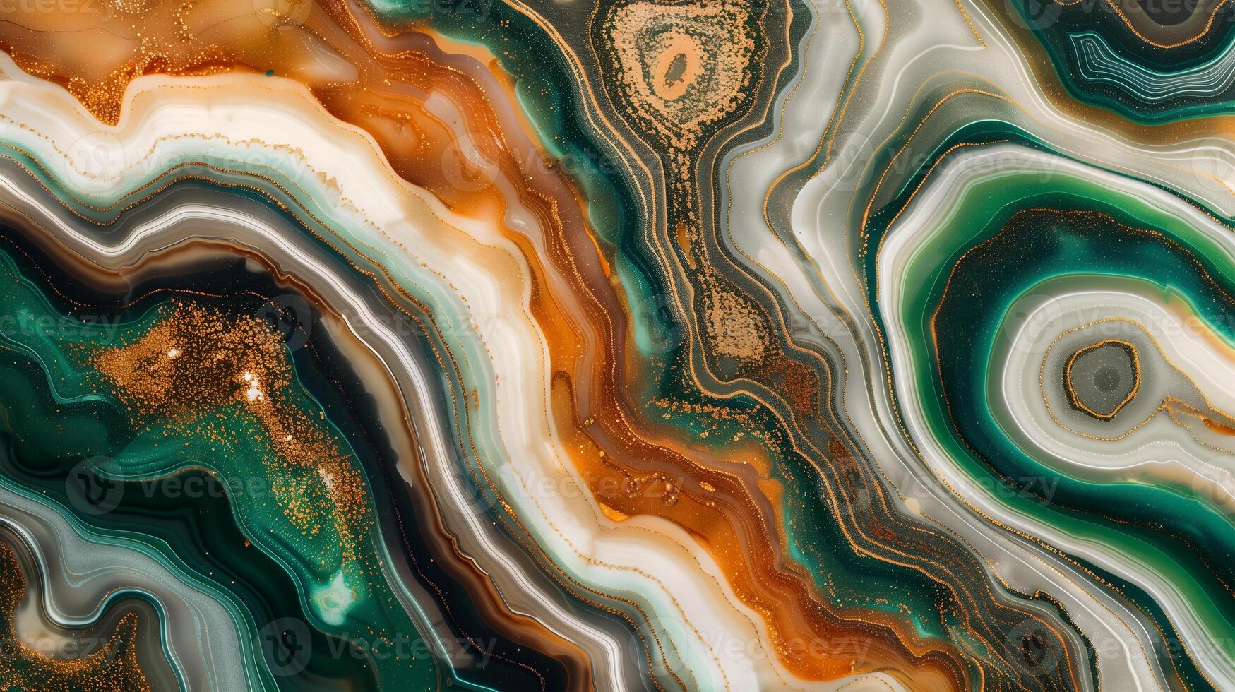 Vibrant jasper stone texture with swirling patterns of green, orange, and gold tones photo