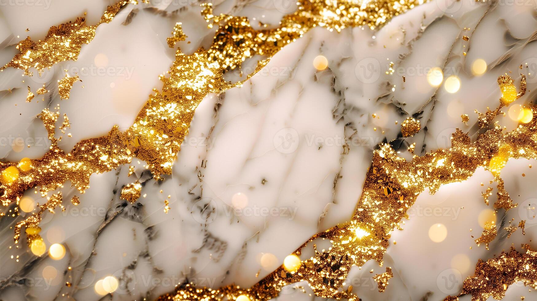 Elegant marble texture background with golden accents and glitter effects in a luxurious setting photo