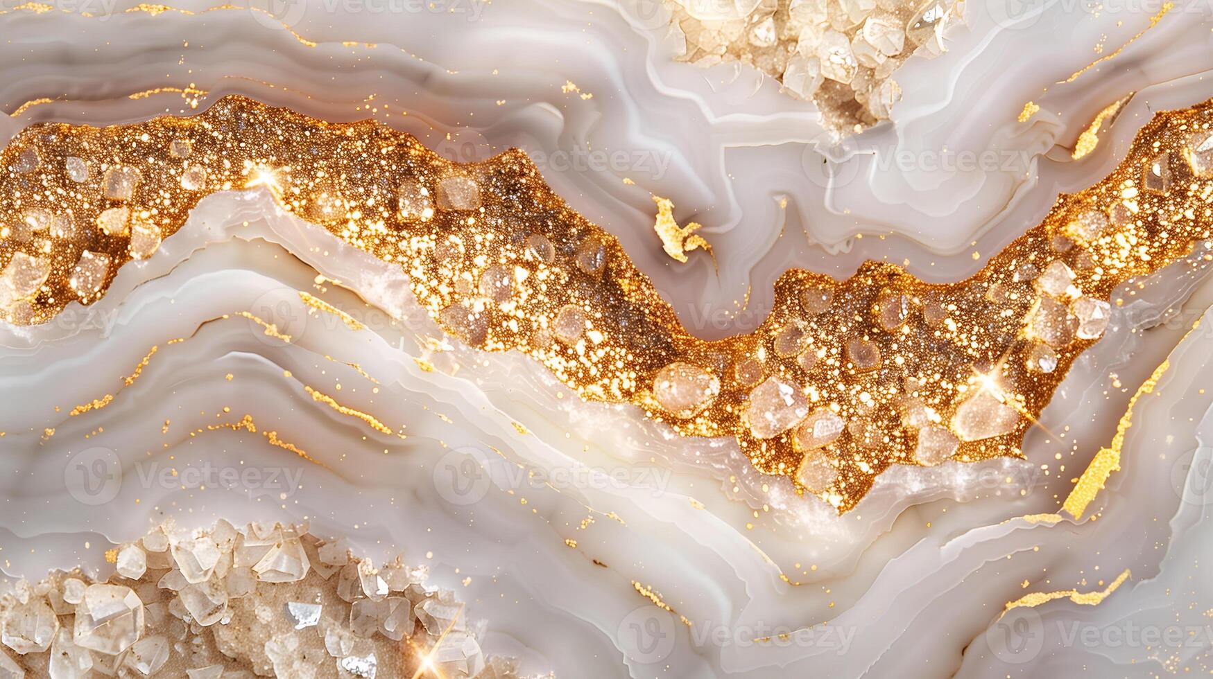 Elegant marble texture with shimmering gold and crystal accents in a luxurious design detail photo