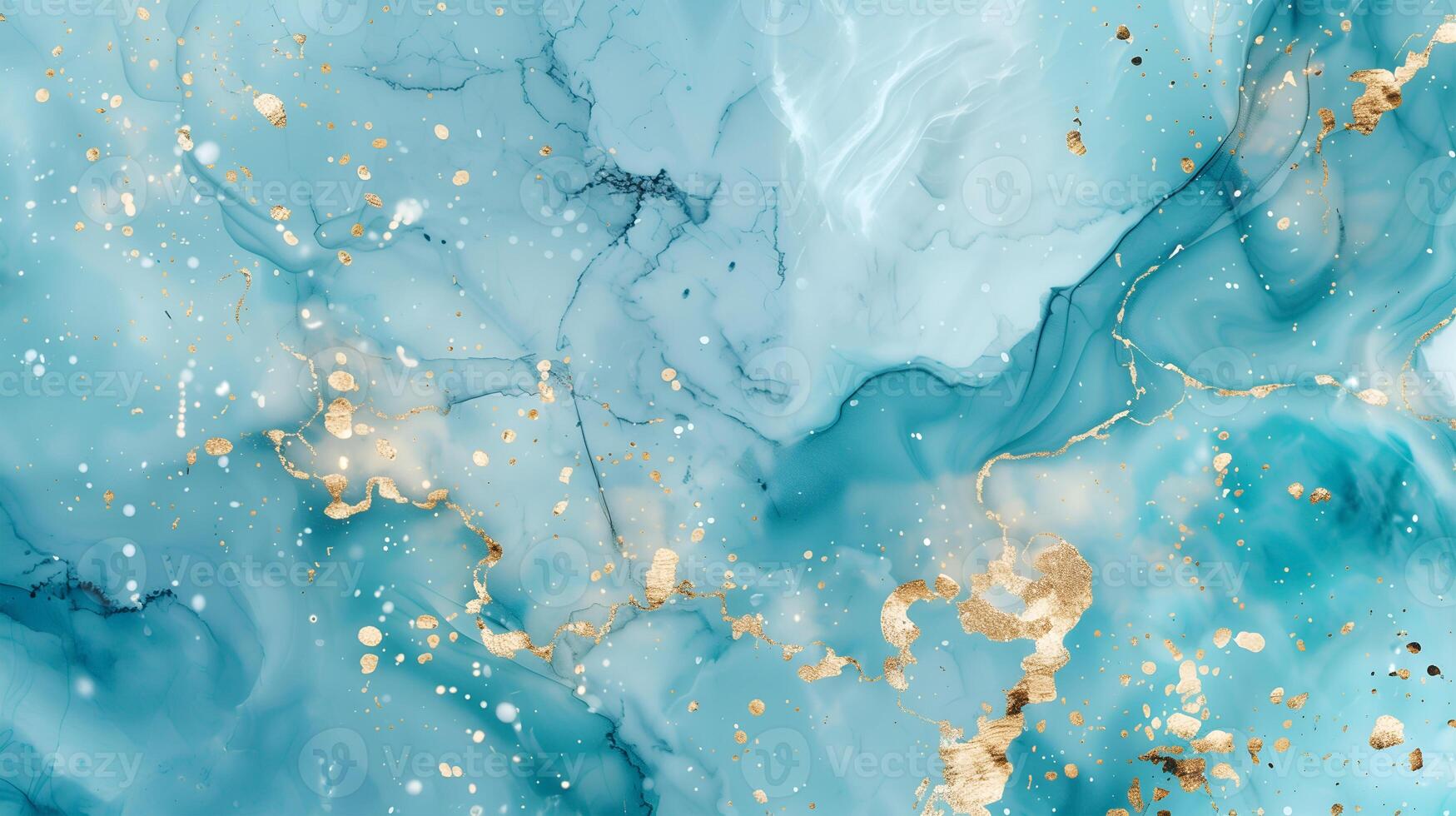 Elegant marble texture in soothing shades of blue and gold with intricate patterns and details photo