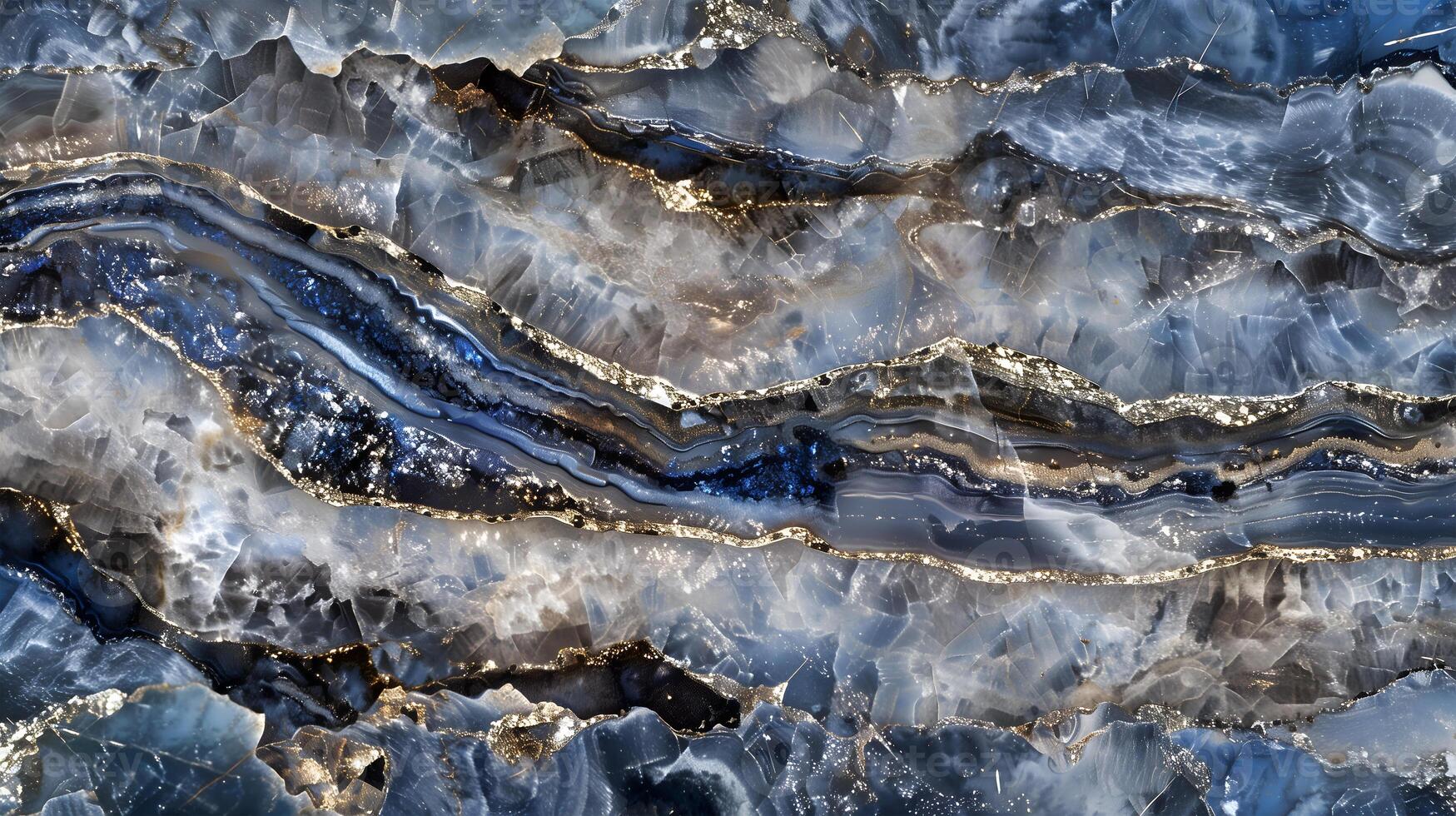 Elegant blue marble texture background with flowing patterns and subtle gold accents photo