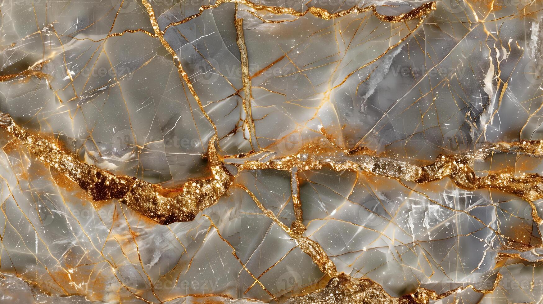 Elegant marble texture background with golden veins and intricate gray patterns photo
