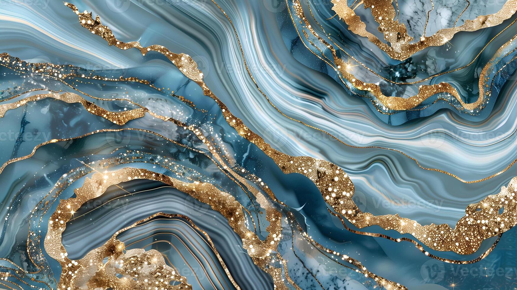 Elegant blue and gold marble texture background suitable for various design projects photo