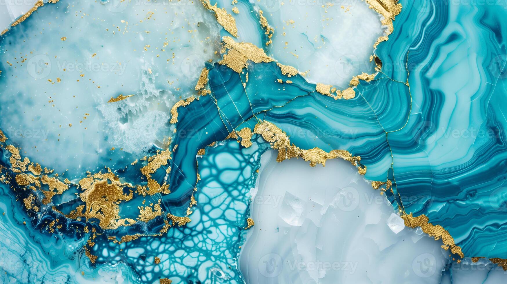 Elegant marble texture background with rich turquoise and gold accents ideal for modern design photo