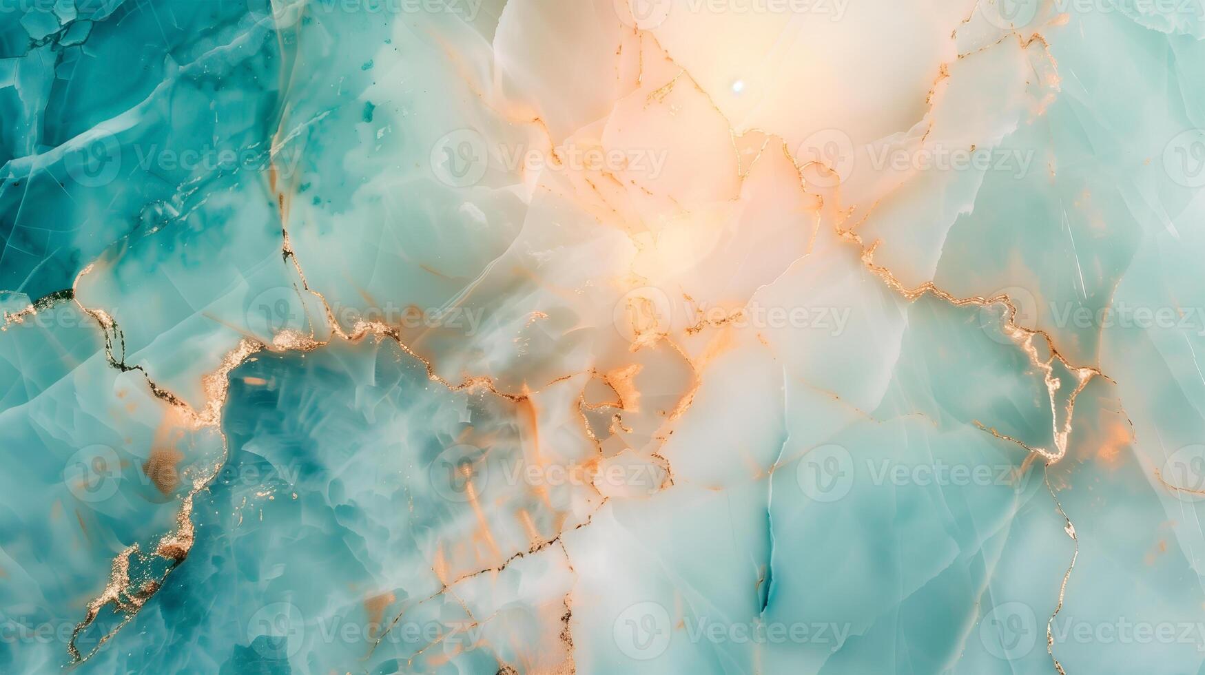 Elegant marble texture background showcasing rich turquoise and golden hues with intricate patterns photo