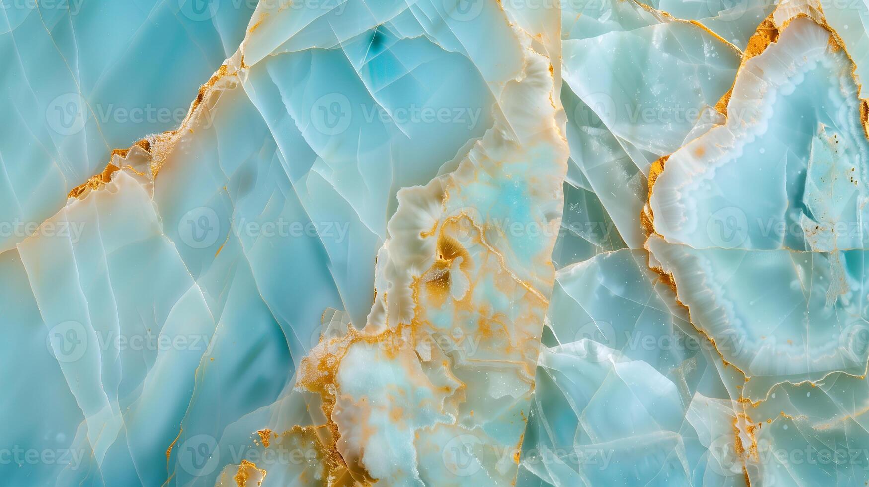Elegant marble texture background in soft blue hues with intricate patterns and golden accents photo