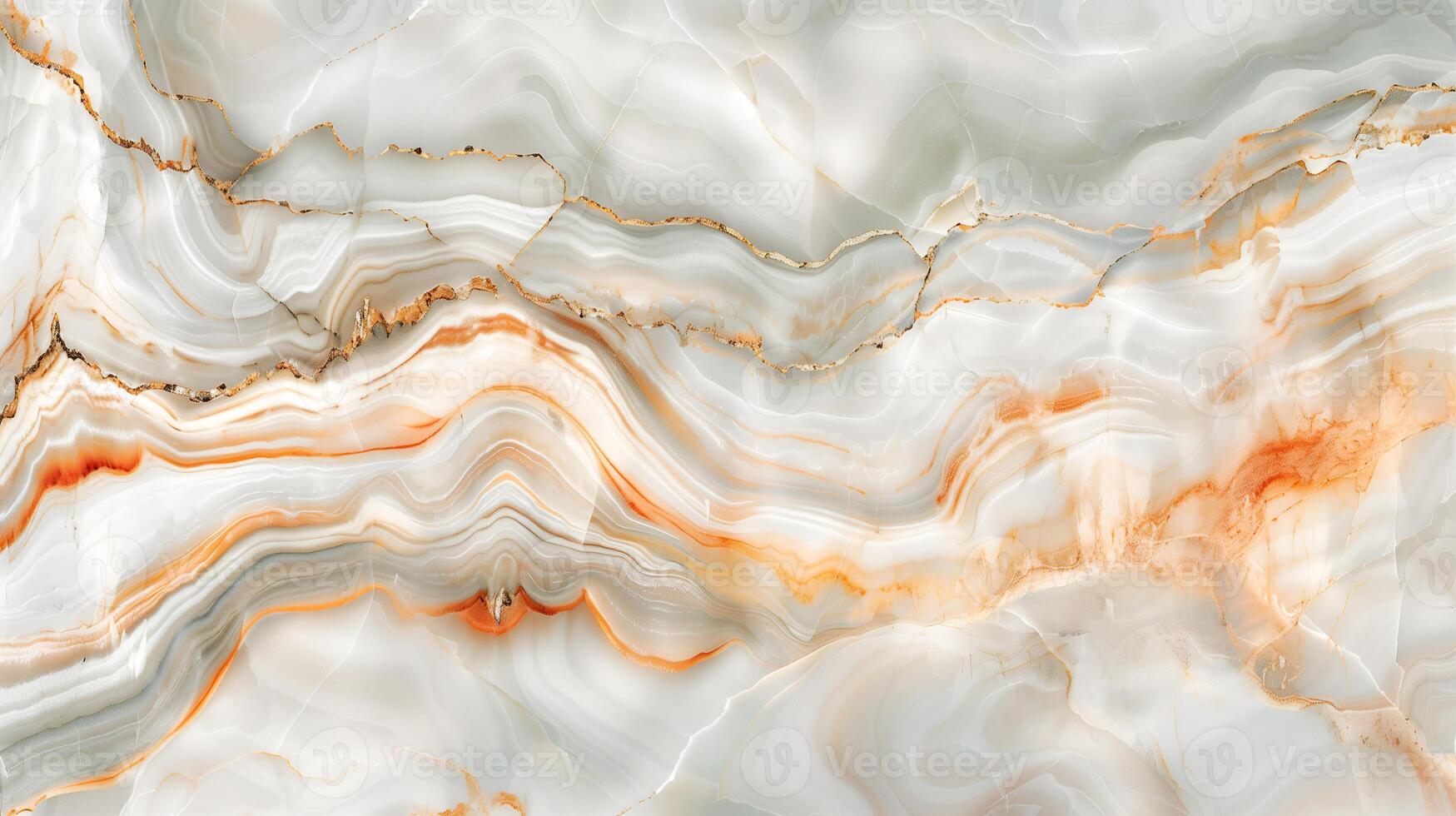 Elegant marble texture background featuring swirls of white, gray, and subtle orange tones photo