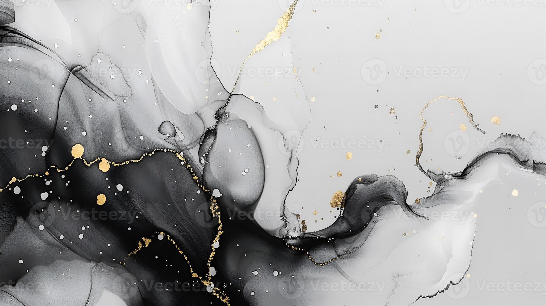 Elegant marble ink background with flowing patterns and golden accents for creative design photo