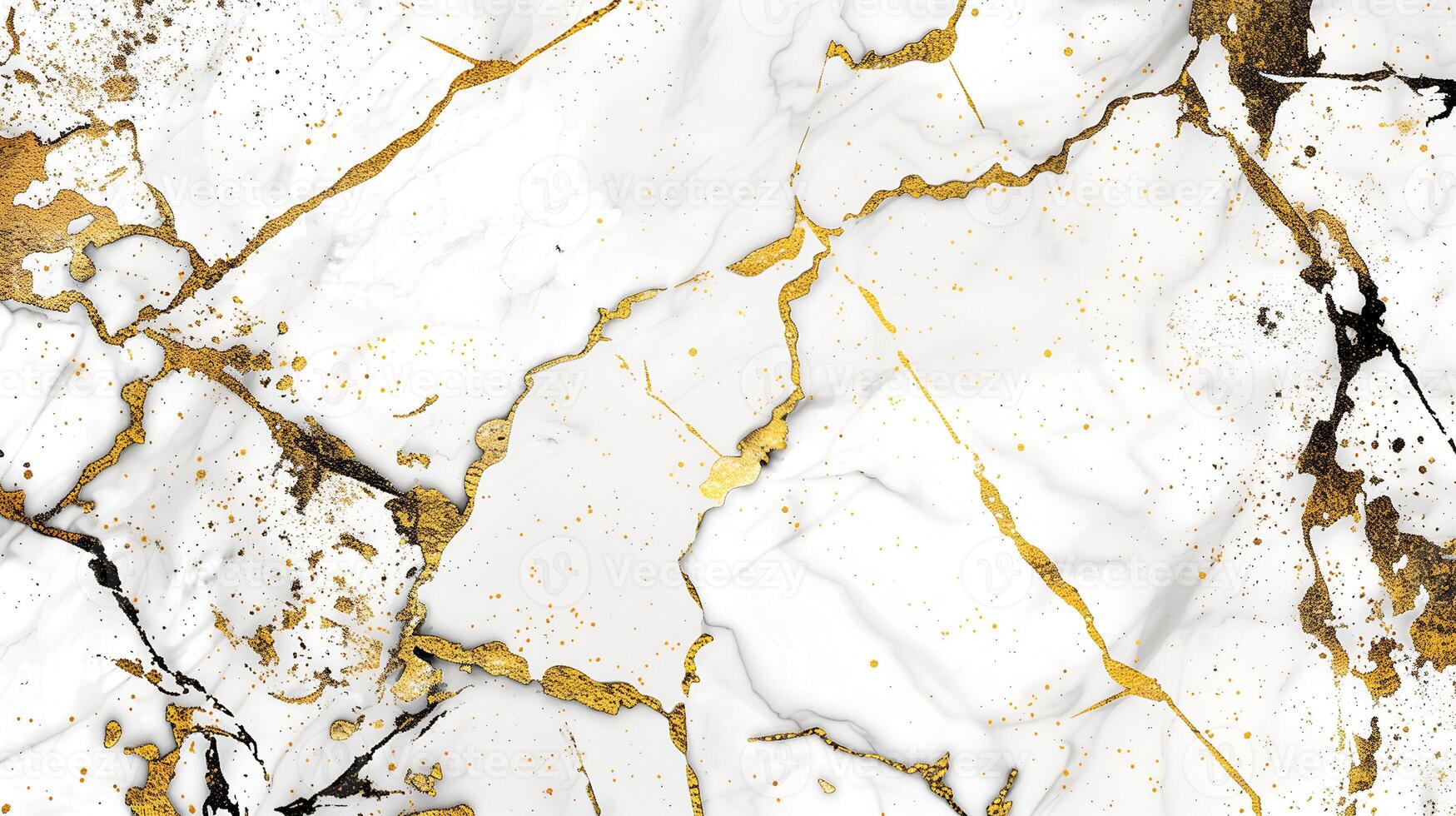 Elegant marble ink background with white and gold patterns and intricate veins for design photo