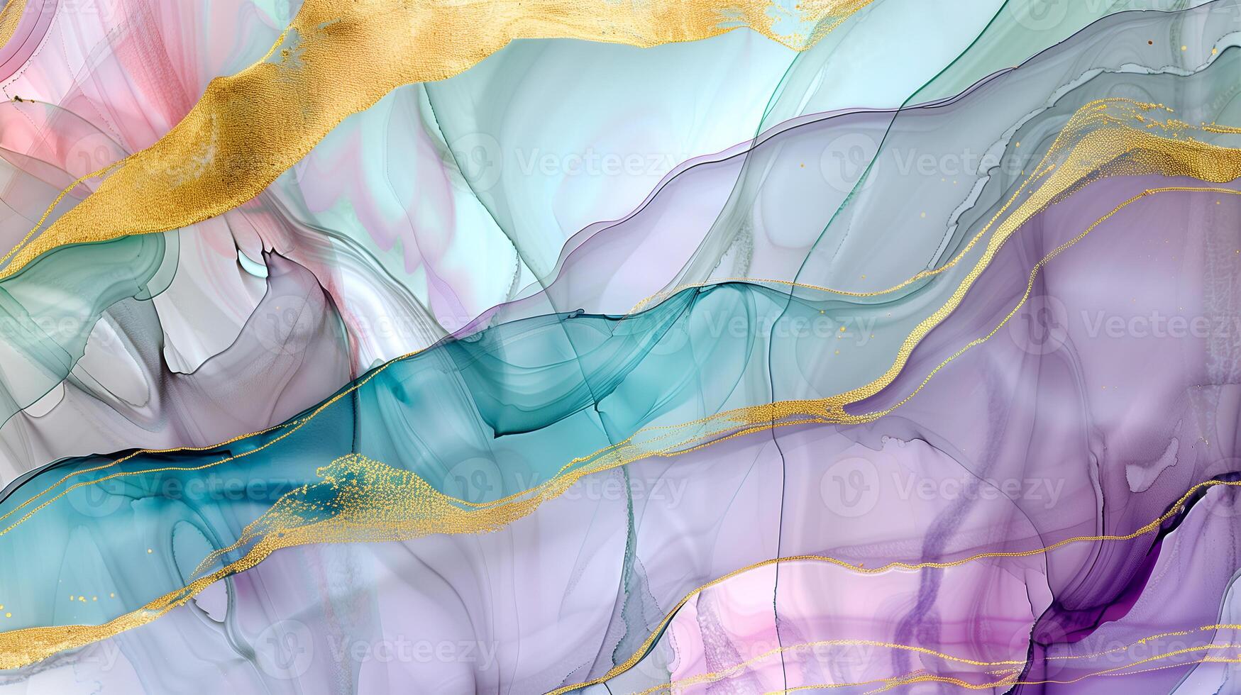 Elegant marble ink background with flowing colors and gold accents in a soft, artistic style photo