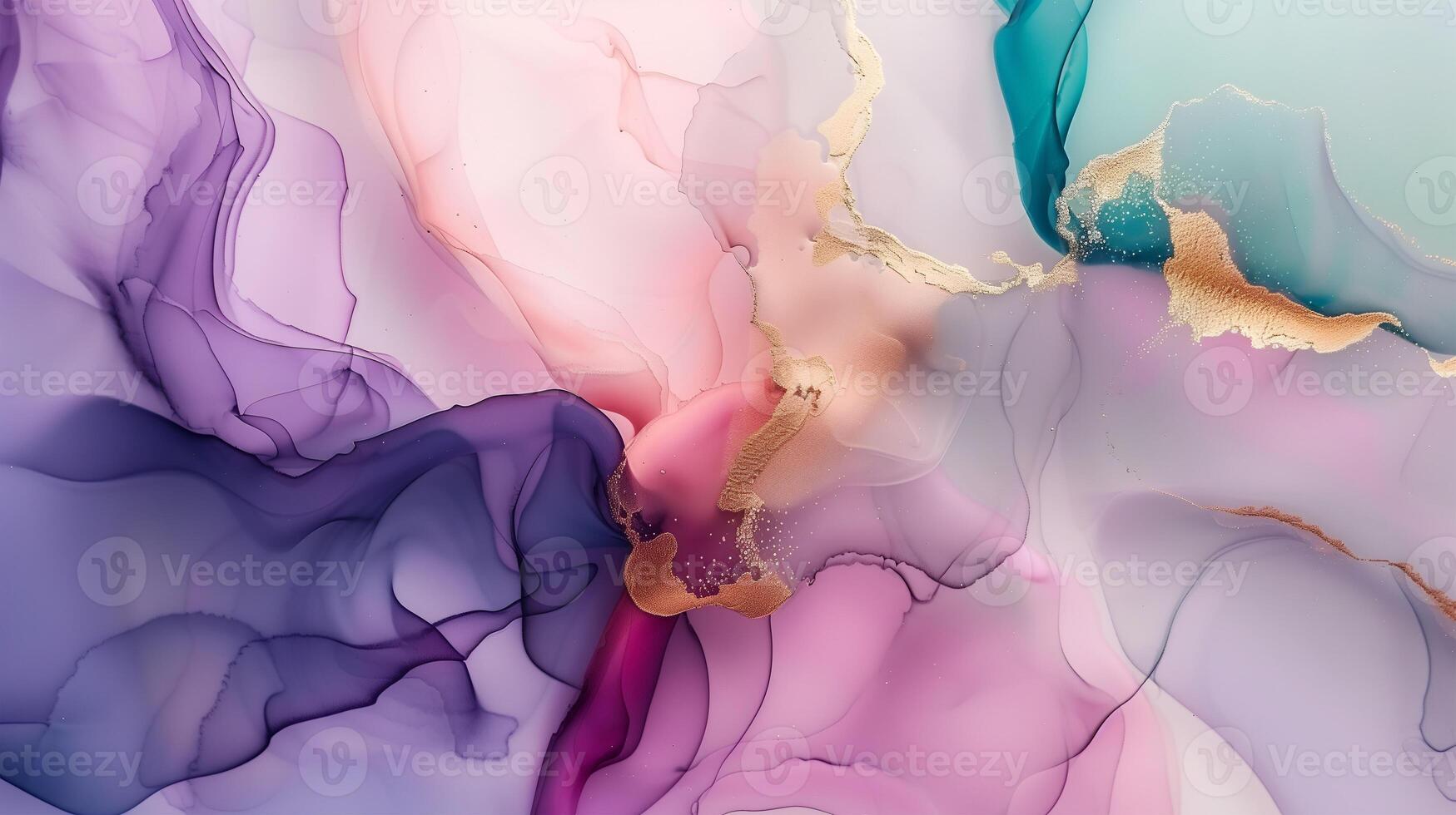 Elegant marble ink background with soft pastel colors and golden accents in an artistic composition photo