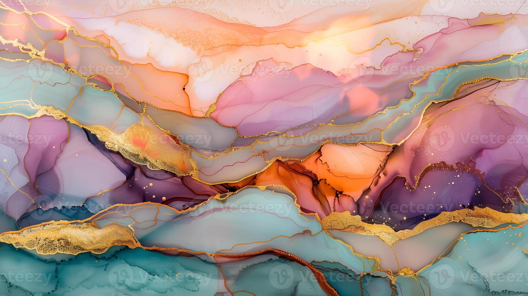 Vibrant marble ink background featuring soft pastels and gold accents in an artistic composition photo