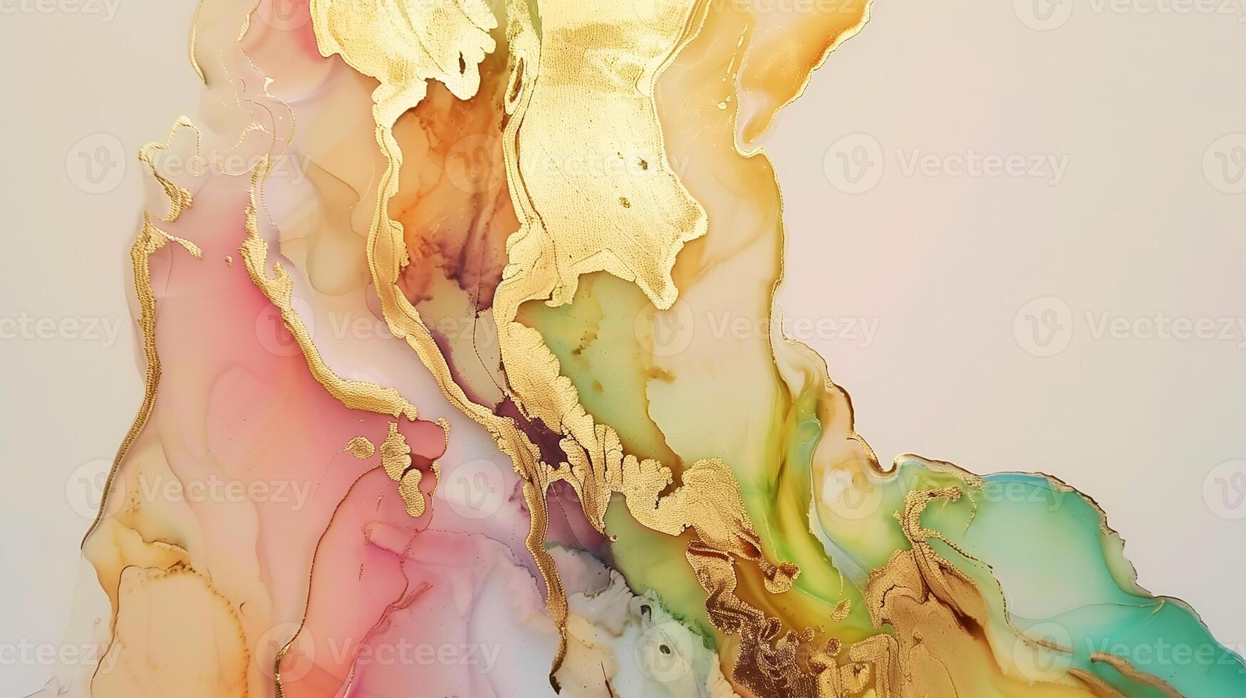 Stunning marble ink art with vibrant colors and gold accents on a neutral background photo