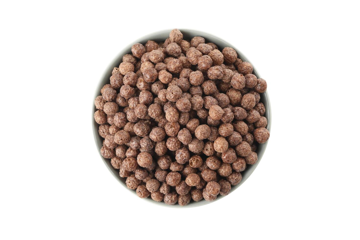 Bowl with corn balls isolated on white background photo
