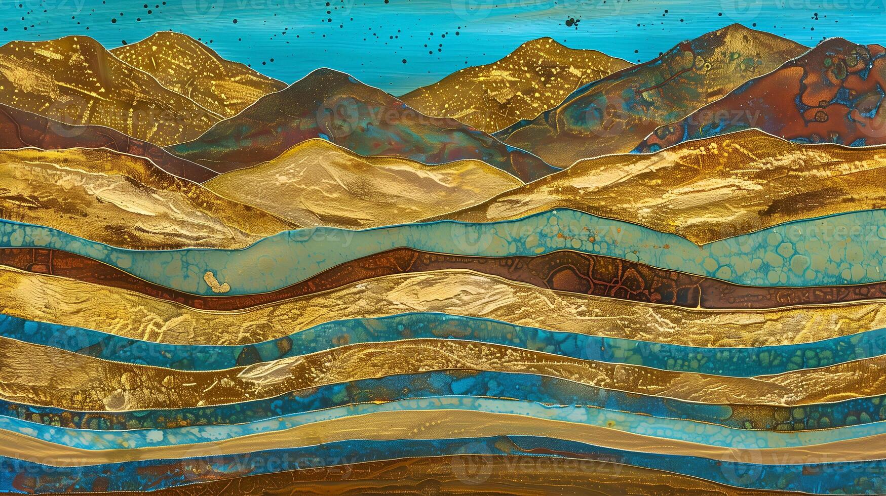 Beautiful landscape with flowing colors and textures on a marble ink background during daylight photo