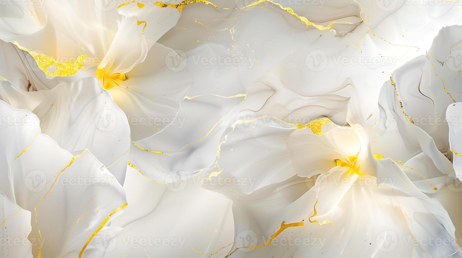 Elegant marble ink background with soft whites and delicate gold accents in a serene design photo