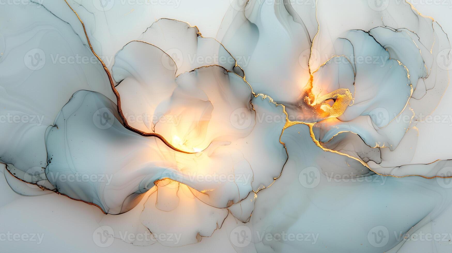 Elegant marble ink background with glowing elements and soft curves photo