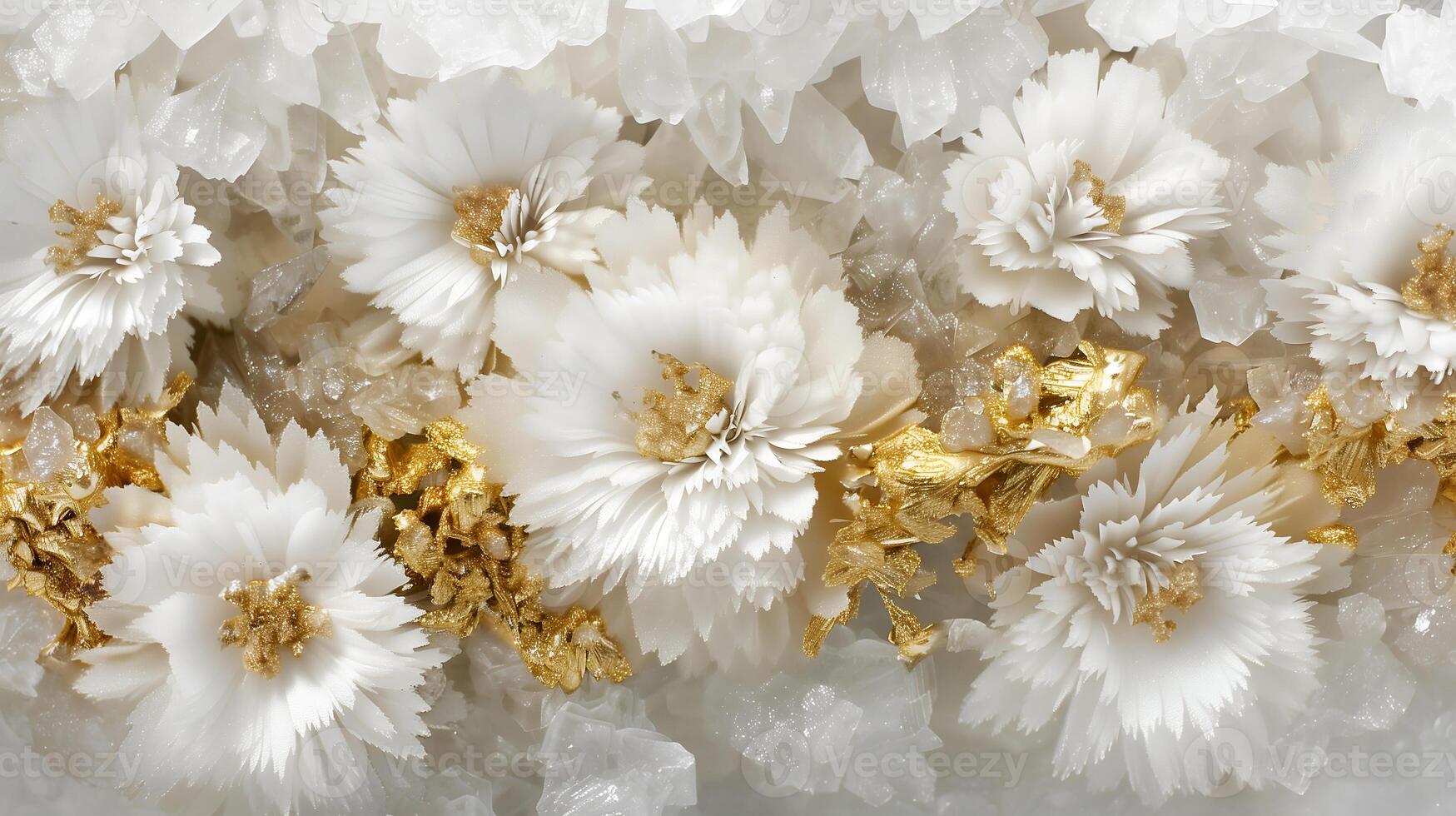 Elegant marble ink background with gold and white floral patterns in a calm setting photo