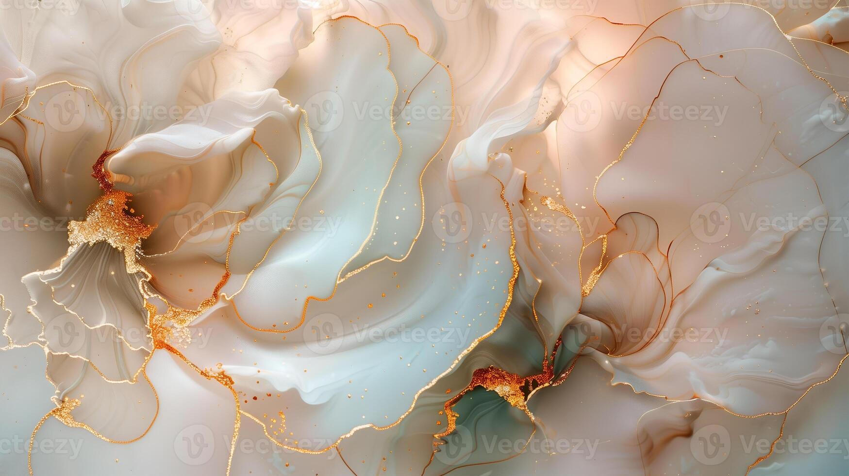 Elegant marble ink background with soft swirls and golden accents in a harmonious blend photo
