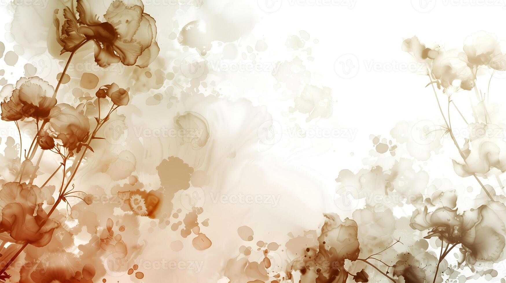 Delicate floral patterns on a soft marble ink background in warm earthy tones photo