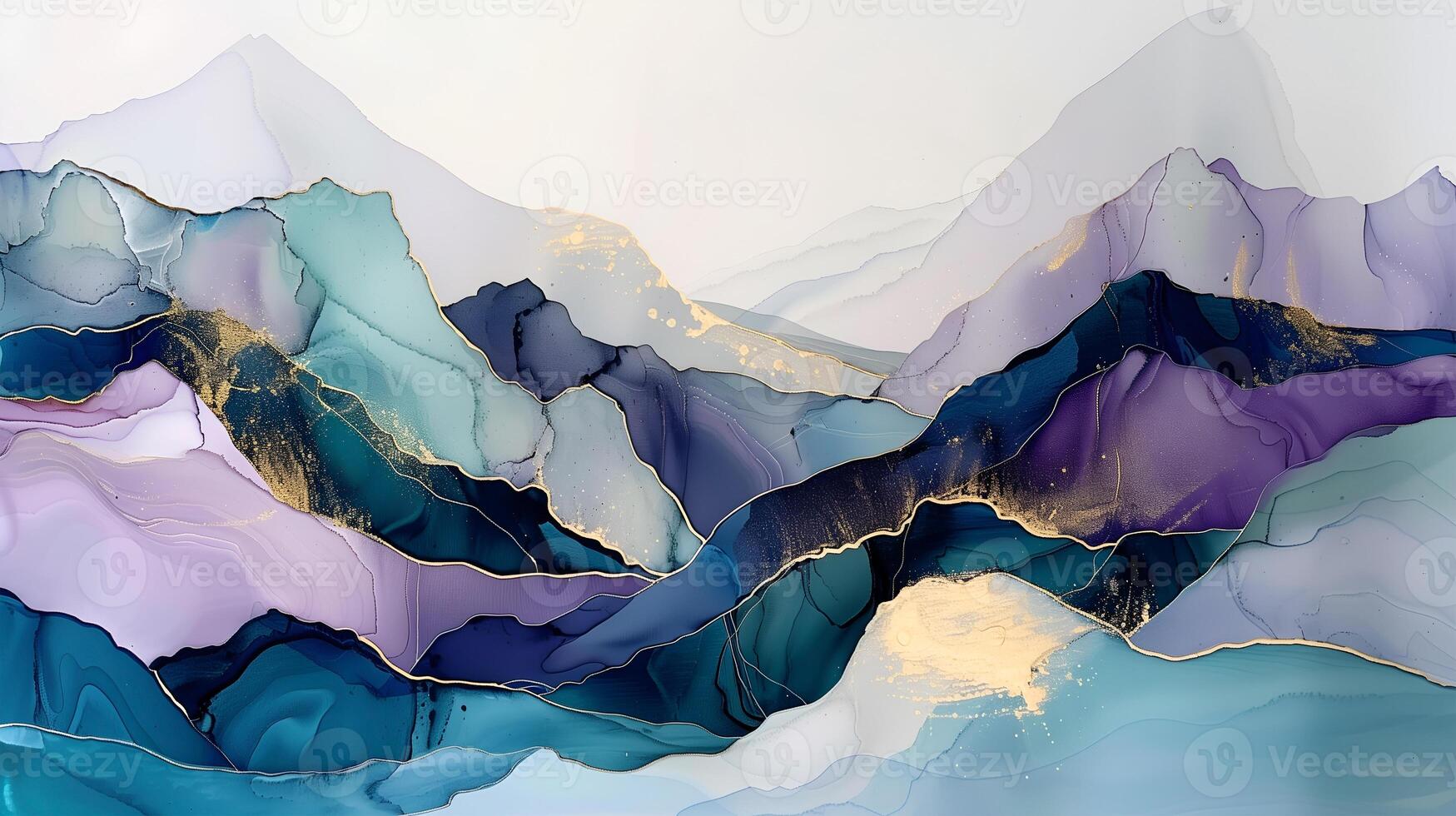 Elegant marble ink background featuring flowing mountain ranges in serene pastel tones photo