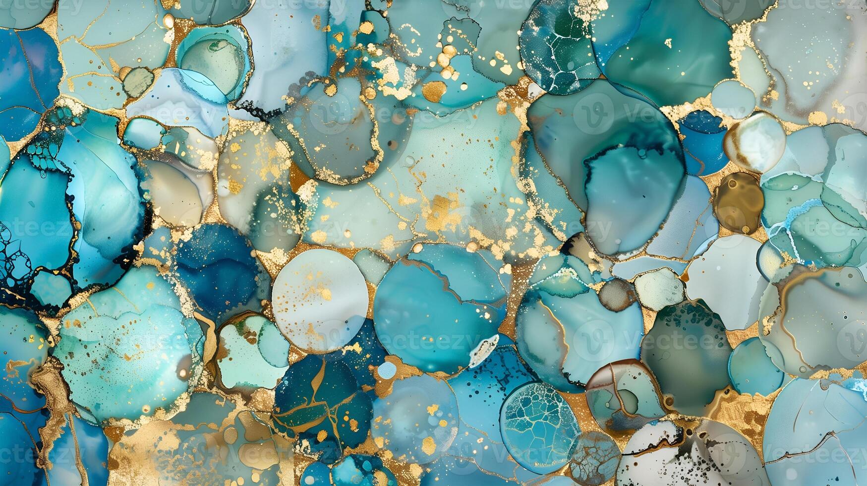 Beautiful marble ink background with blue tones and gold accents for creative design projects photo