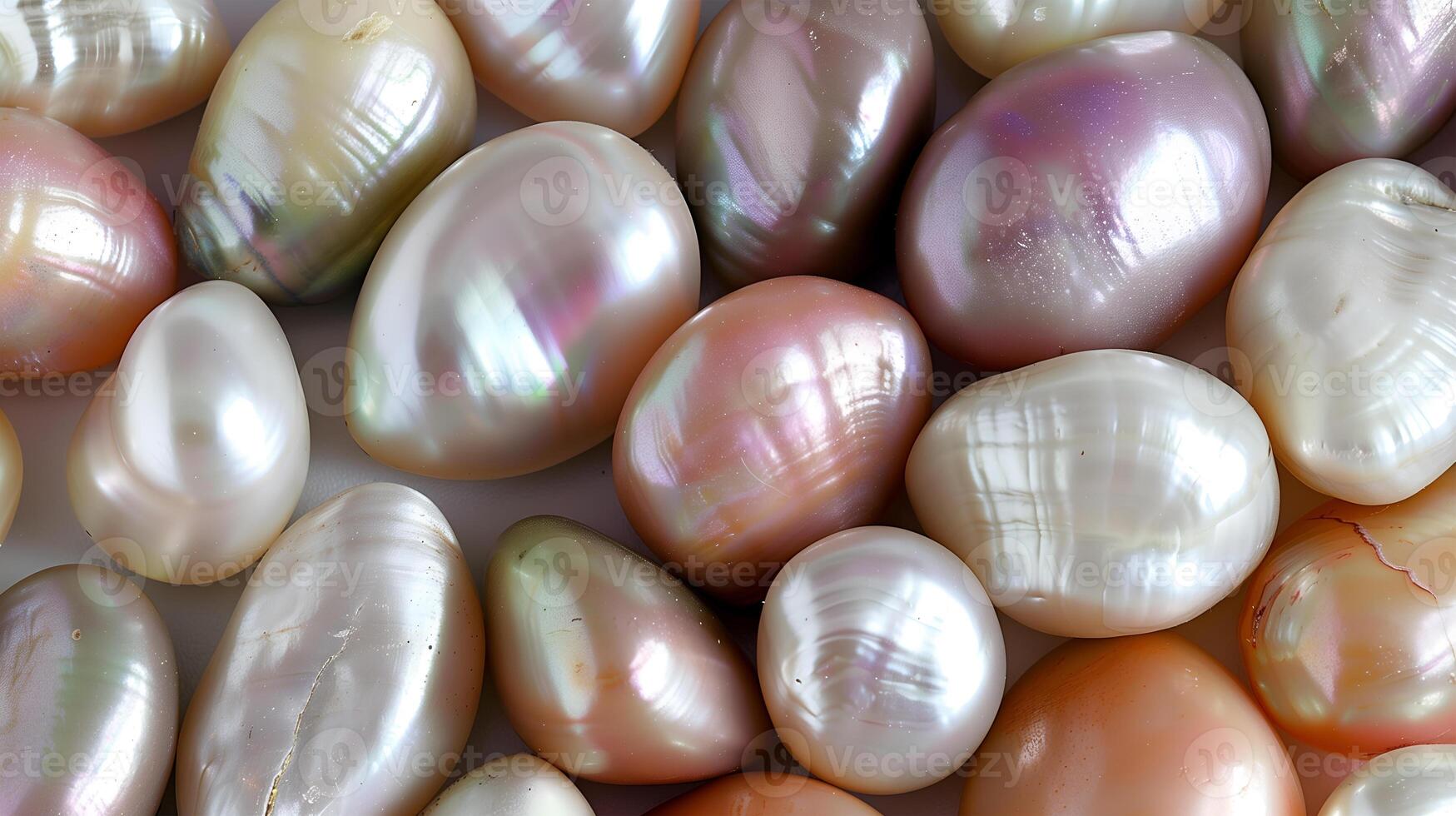 Iridescent pearls showcased on an elegant background, emphasizing their beauty and luster photo