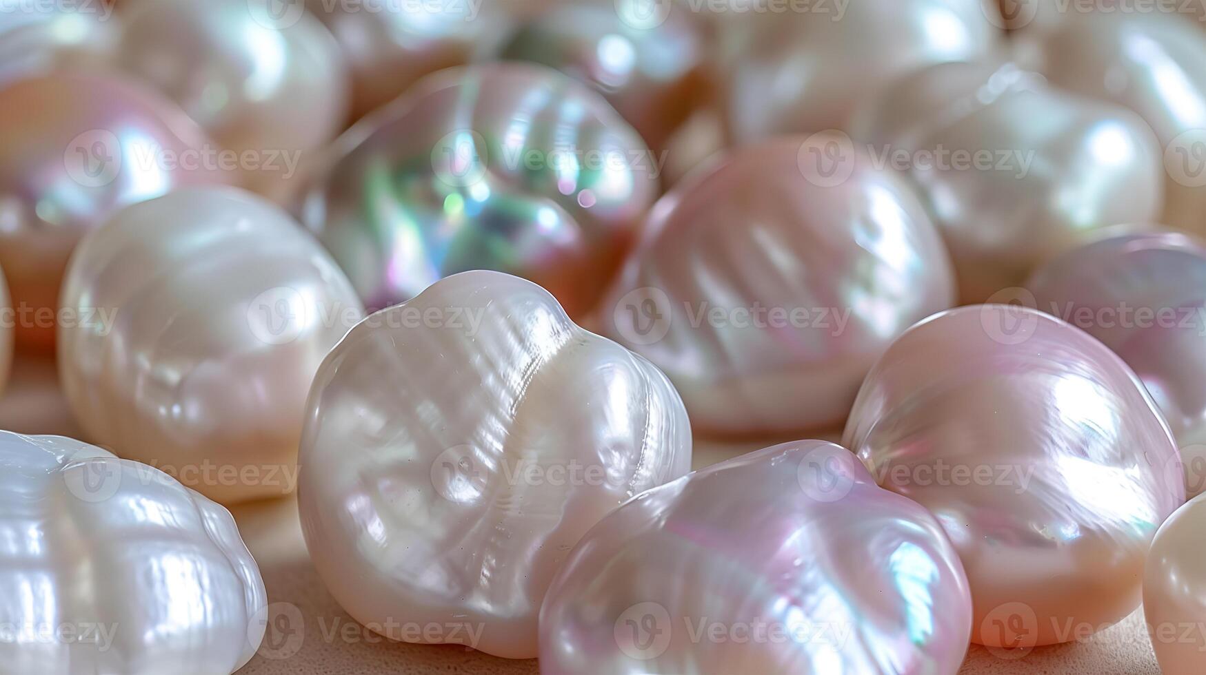 Close-up of lustrous pearls on a soft background, highlighting their natural beauty photo