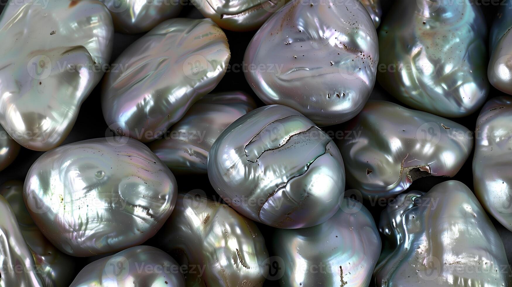 Natural pearl stones display their lustrous beauty against a soft background photo