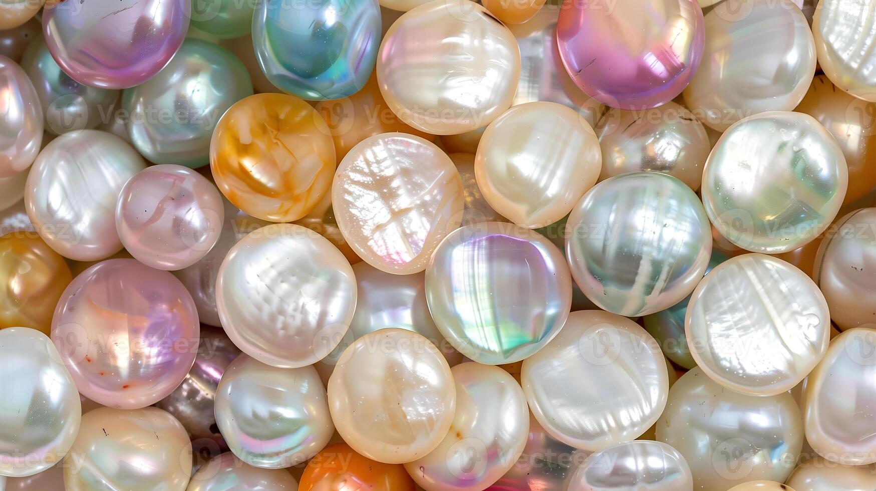 Colorful pearl assortment displayed on a textured background for jewelry crafting and inspiration photo
