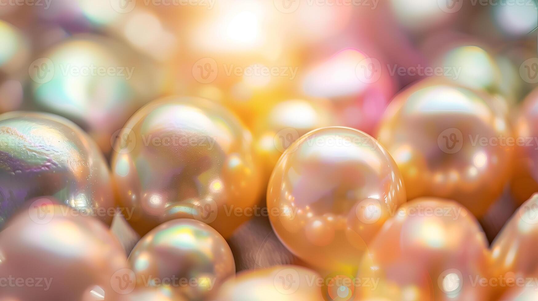 A close-up view of shimmering pearls on a soft background highlighting their natural beauty photo