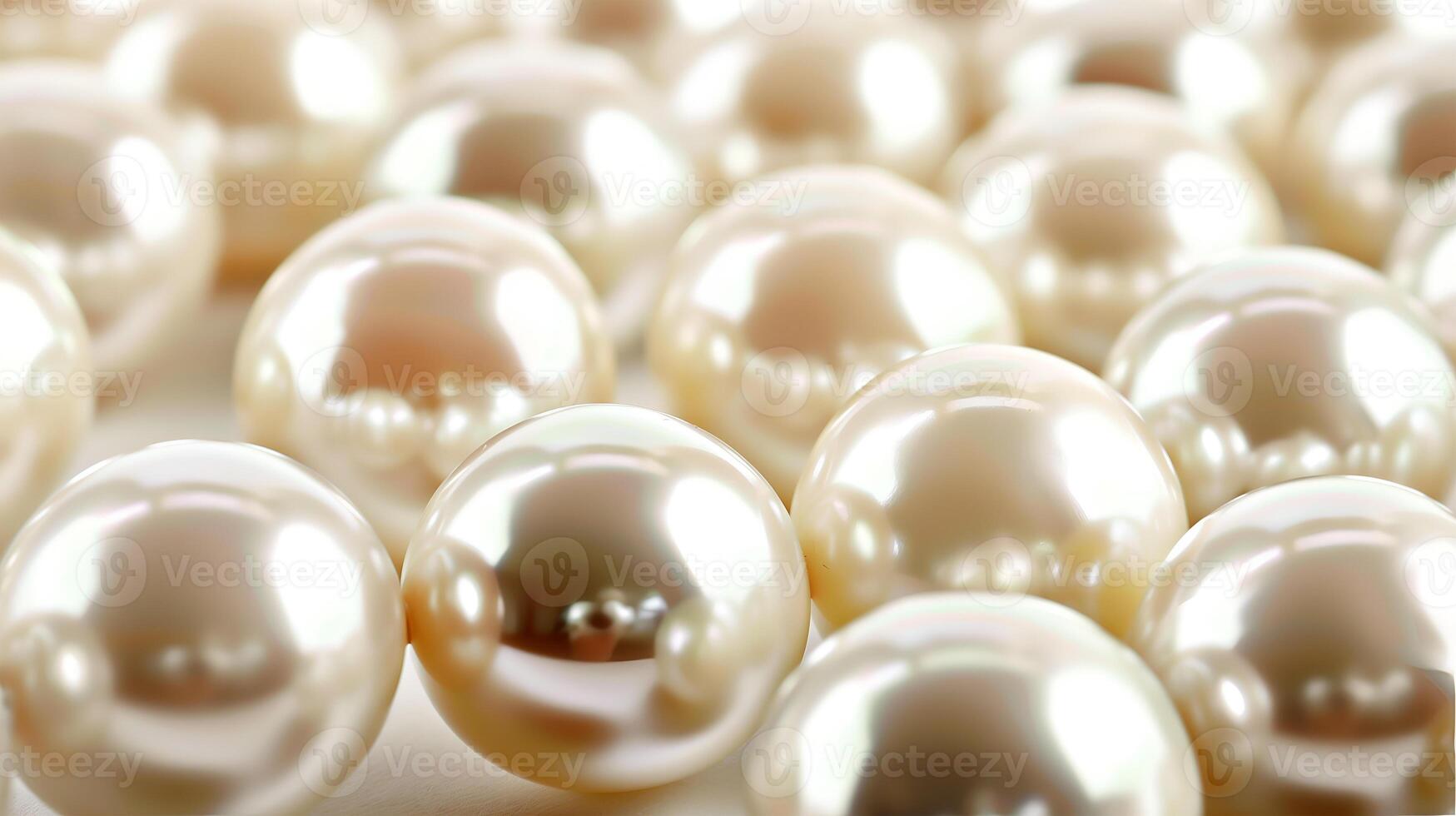 Close-up view of lustrous pearls scattered on a soft background evoking elegance and luxury photo