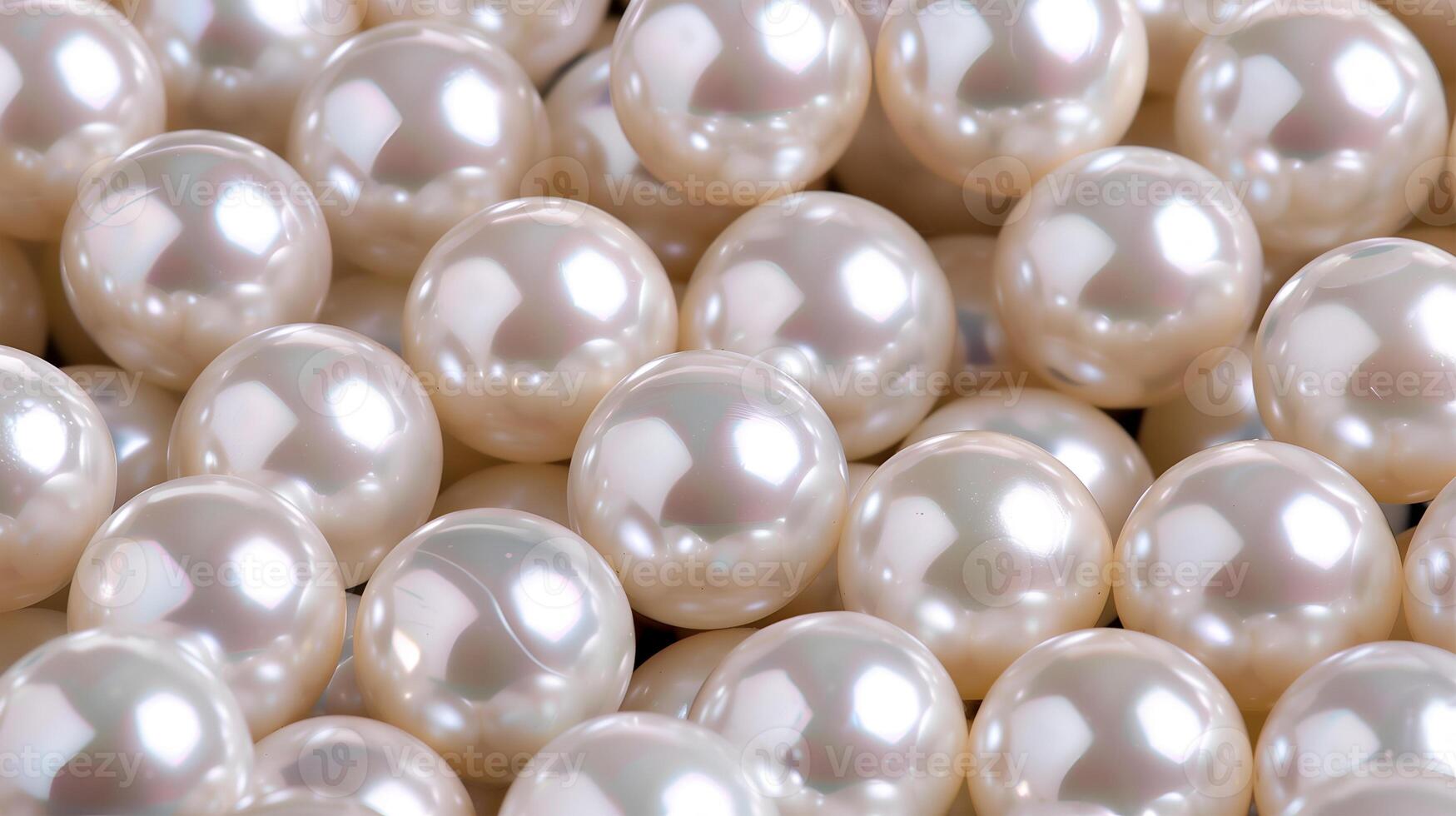 Collection of lustrous pearl beads on a soft, elegant background during a bright daylight setting photo