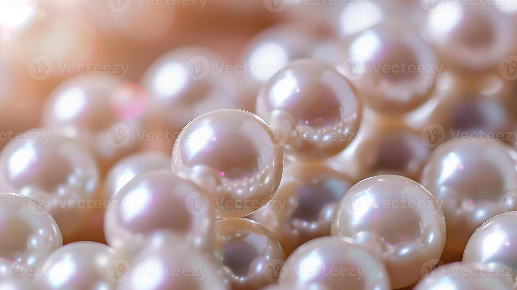Close-up view of lustrous pearls arranged beautifully on a soft background photo