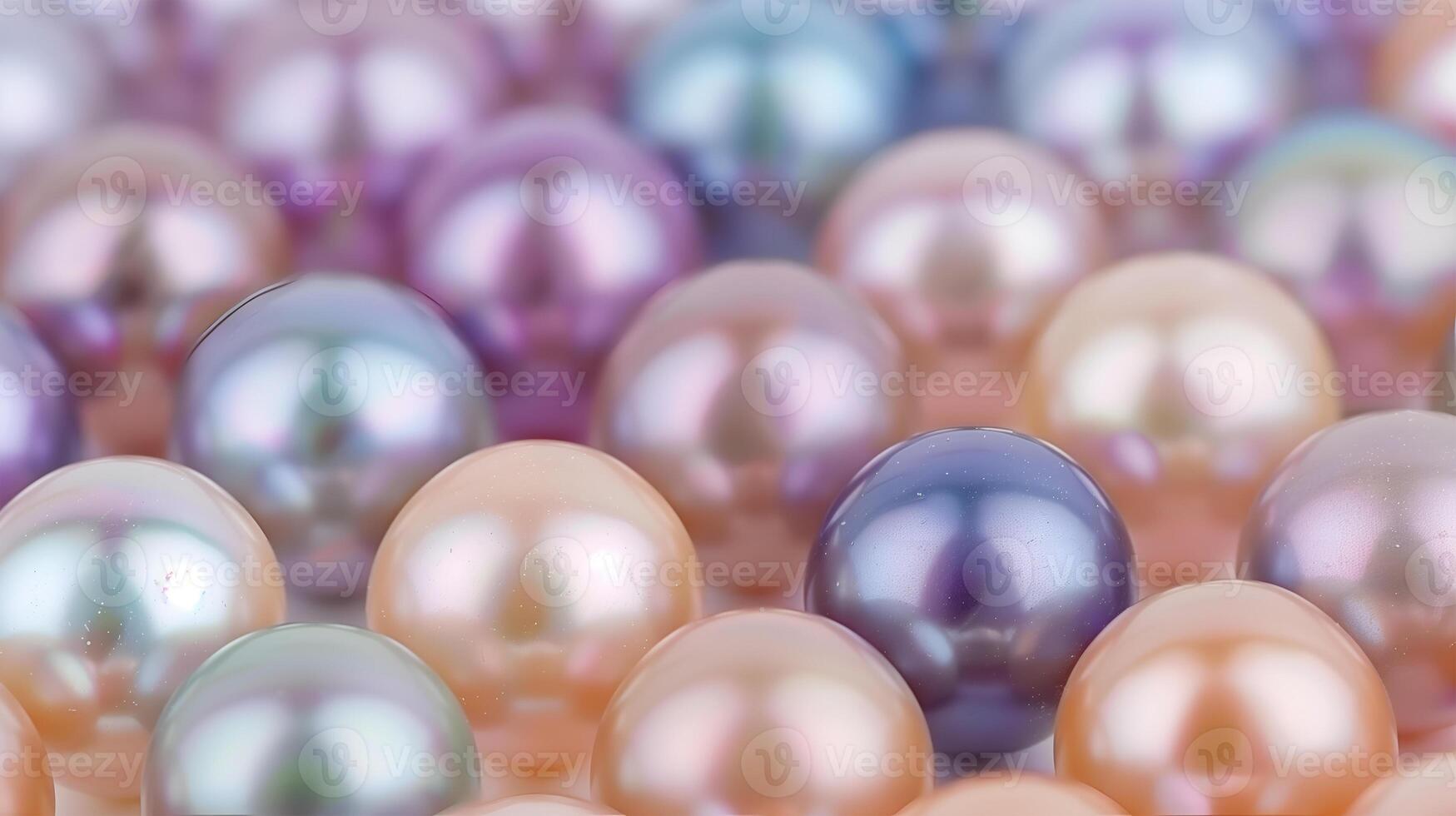Colorful pearls arranged on a vibrant background showcasing their natural beauty in soft light photo