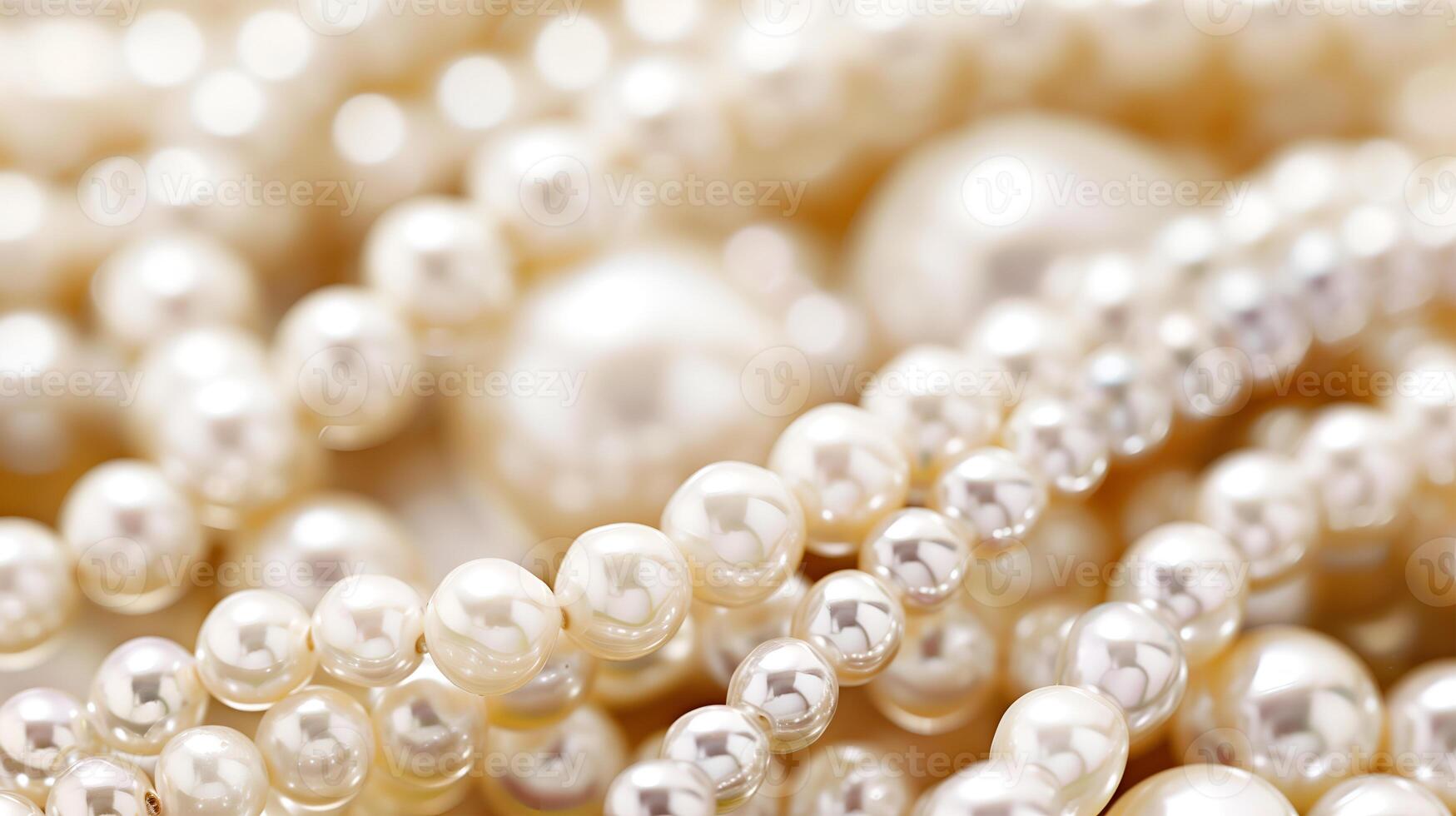 Delicate strands of pearls shimmering against a soft pearl background in natural light photo
