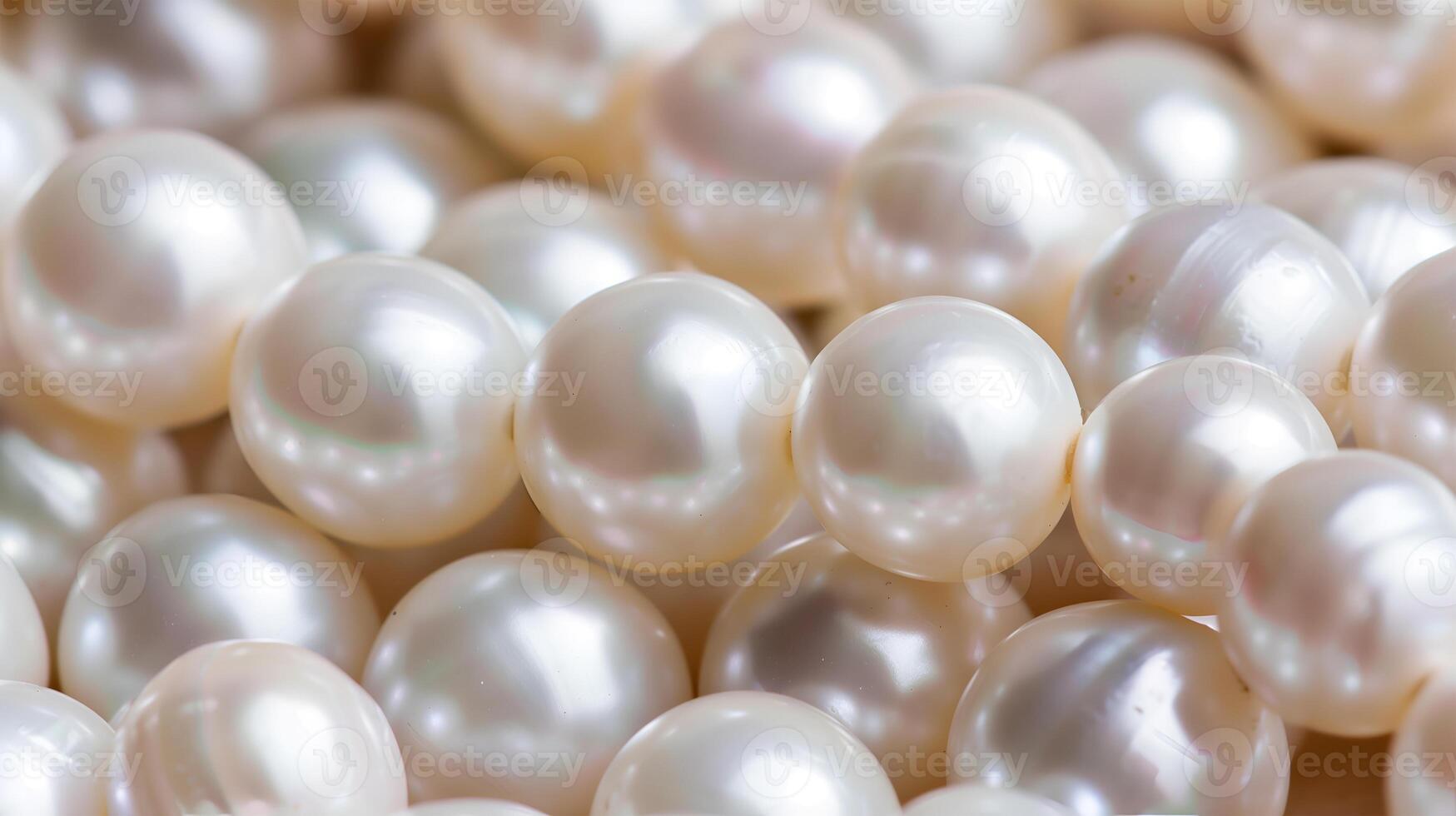 Elegant strands of pearls displayed against a soft pearl background photo