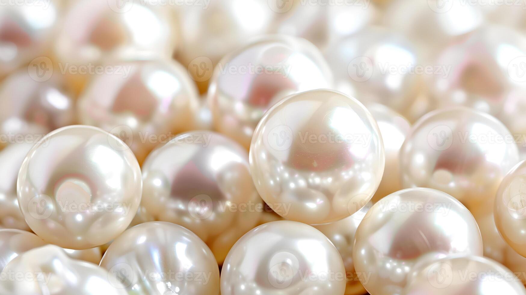 A close-up view of lustrous pearls on a soft pearl background showcasing their natural beauty photo