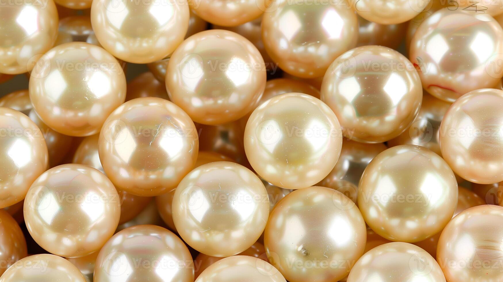 Close-up view of lustrous pearls scattered on a neutral background for artistic display photo