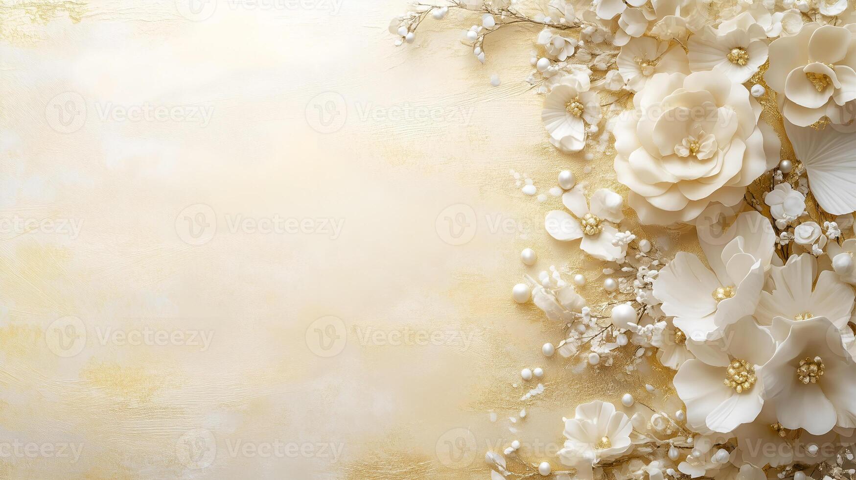 Elegant Rococo white and gold floral relief design for classic interior decoration ideas photo