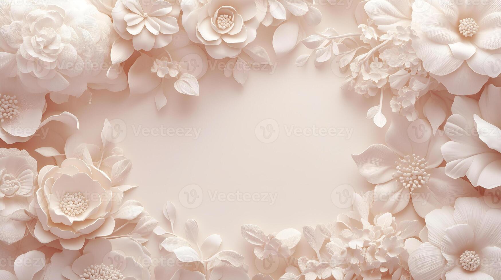 Elegant Rococo white and gold floral relief design adorned with intricate botanical elements photo