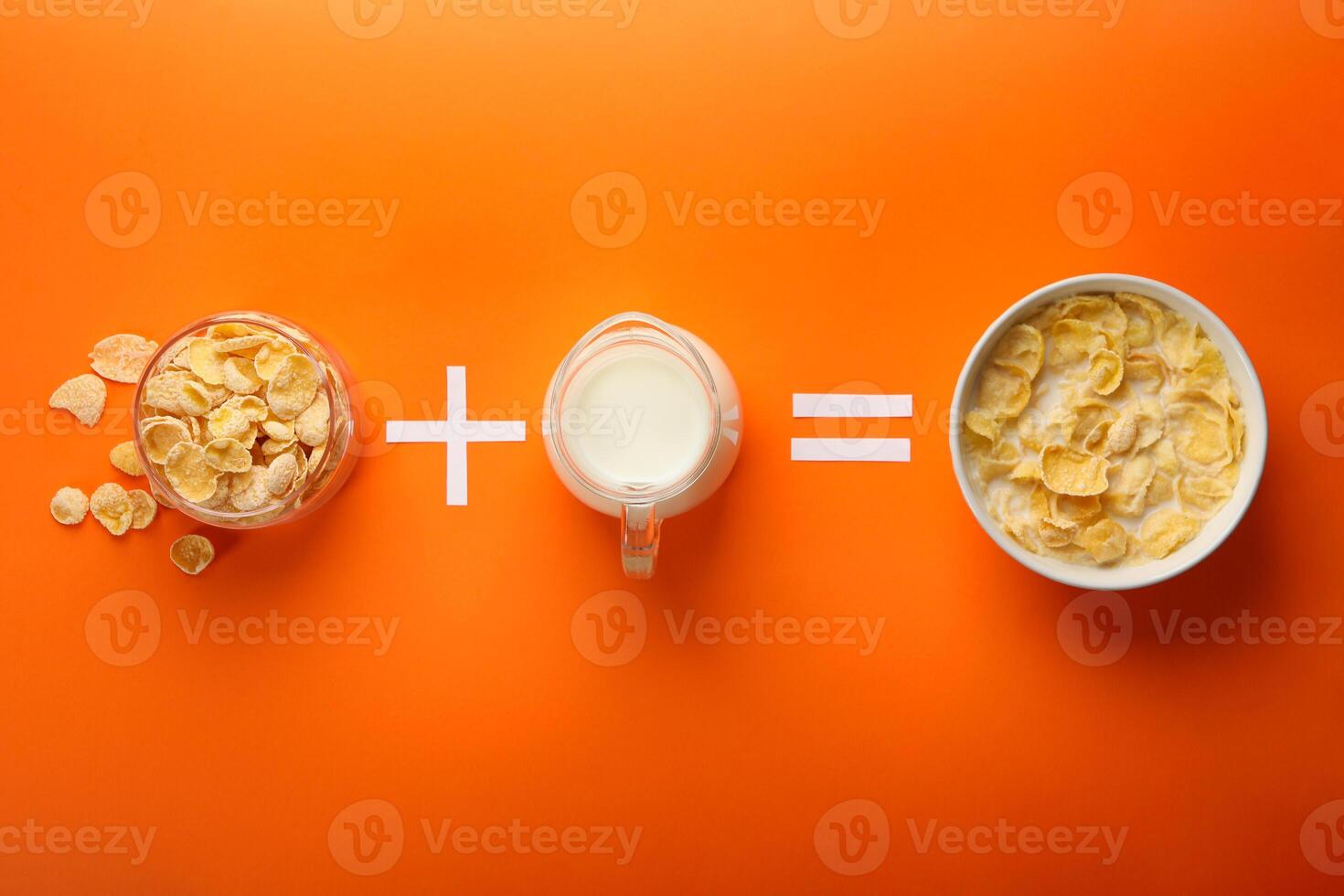 Concept of breakfast with muesli on orange background photo
