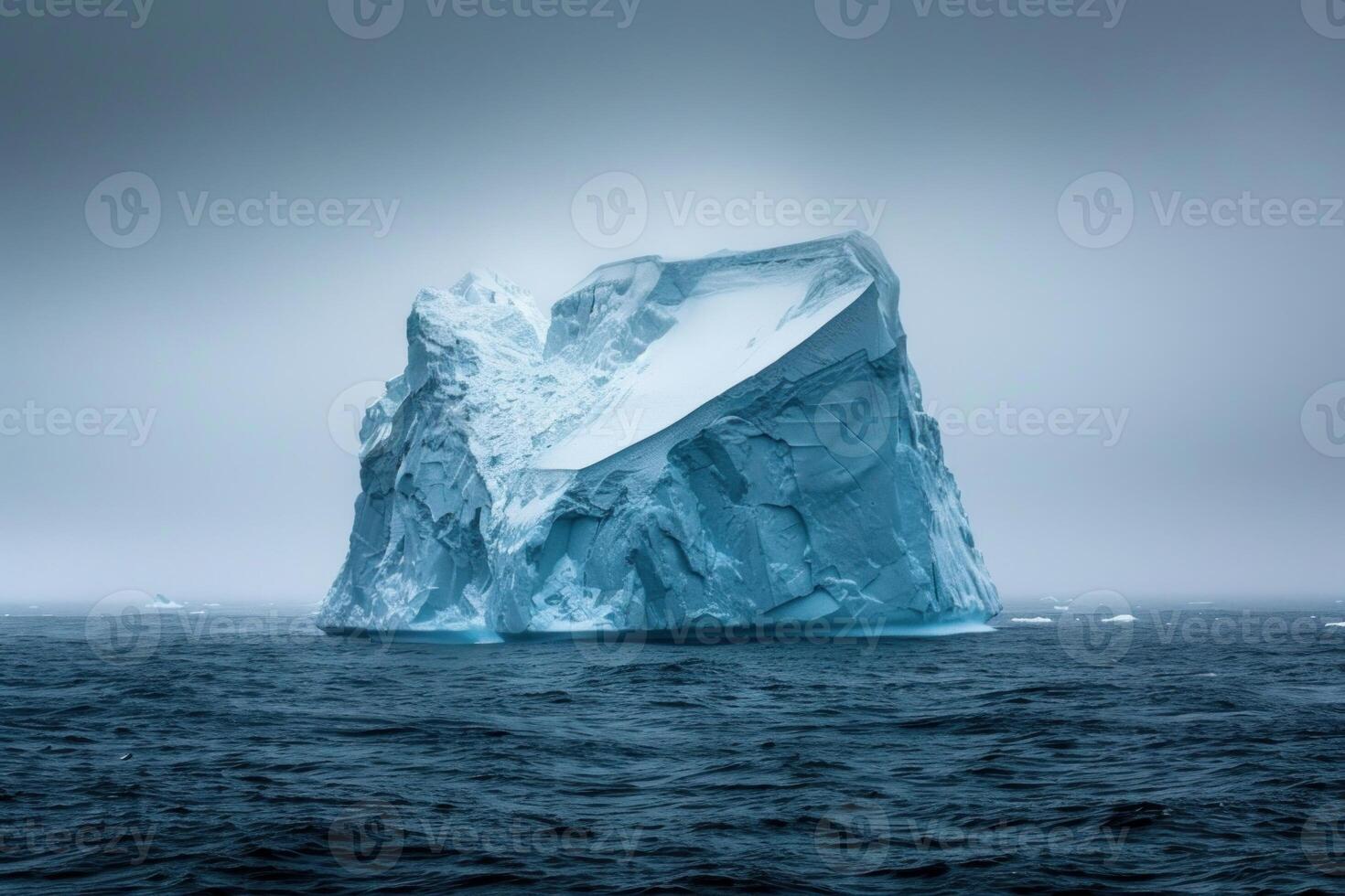 Giant iceberg floating in the ocean under a cloudy sky photo